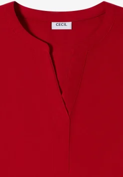 Blouse met korte mouwen en gespleten hals