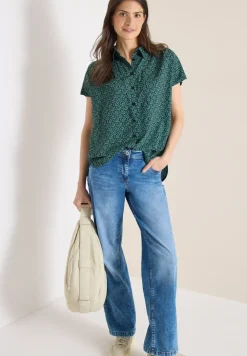 Blouse met korte mouwen en knoopsluiting