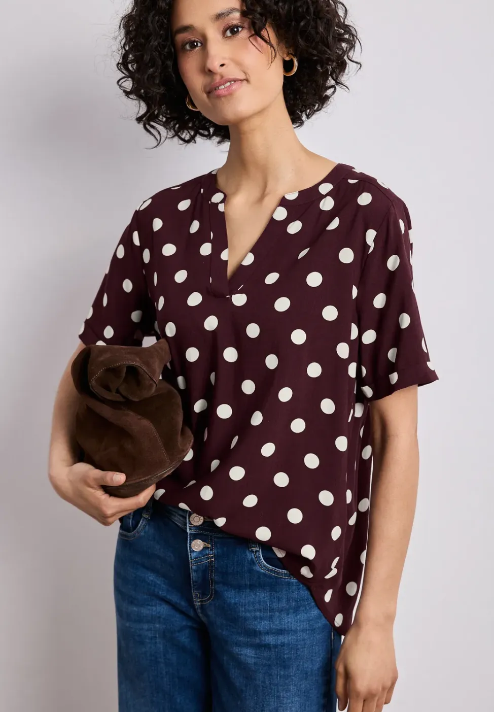 Blouse met korte mouwen en omslag