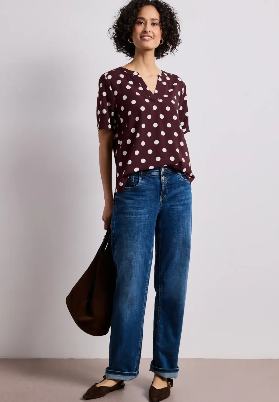 Blouse met korte mouwen en omslag