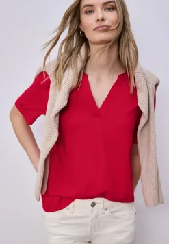 Blouse met korte mouwen en omslag