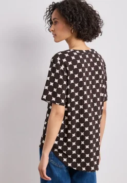 Blouse met korte mouwen en omslag