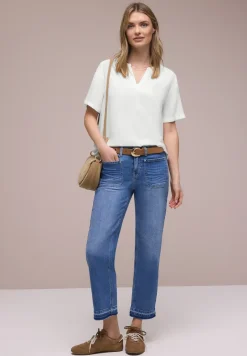 Blouse met korte mouwen en omslag