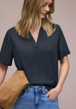 Blouse met korte mouwen en omslag