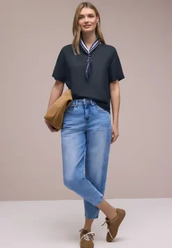 Blouse met korte mouwen en omslag