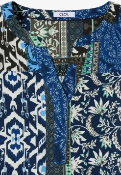Blouse met korte mouwen en patchworkprint