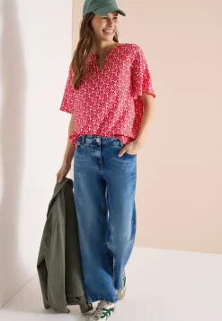 Blouse met korte mouwen en schelpjesprint