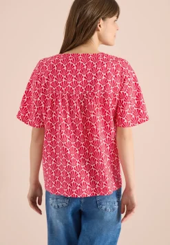 Blouse met korte mouwen en schelpjesprint