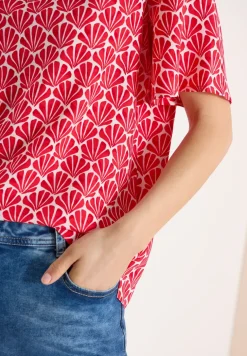 Blouse met korte mouwen en schelpjesprint