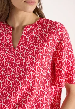 Blouse met korte mouwen en schelpjesprint