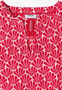 Blouse met korte mouwen en schelpjesprint