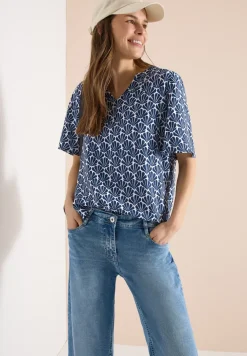 Blouse met korte mouwen en schelpjesprint