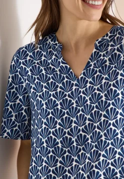 Blouse met korte mouwen en schelpjesprint