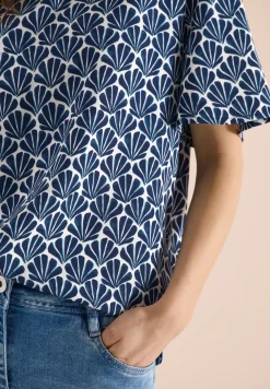 Blouse met korte mouwen en schelpjesprint