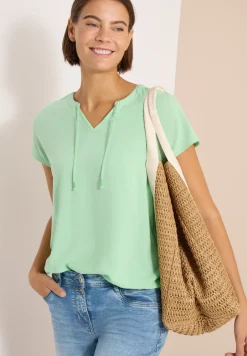 Blouse met korte mouwen en structuurmix