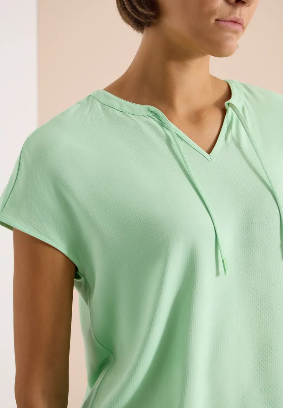 Blouse met korte mouwen en structuurmix