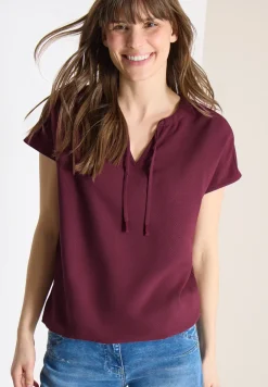 Blouse met korte mouwen en structuurmix