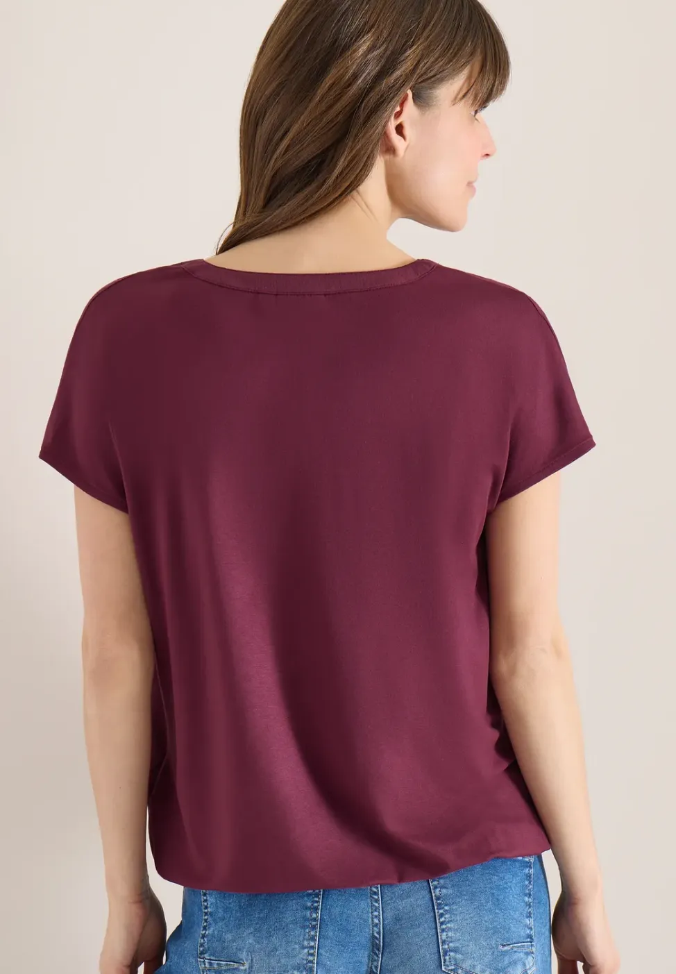 Blouse met korte mouwen en structuurmix