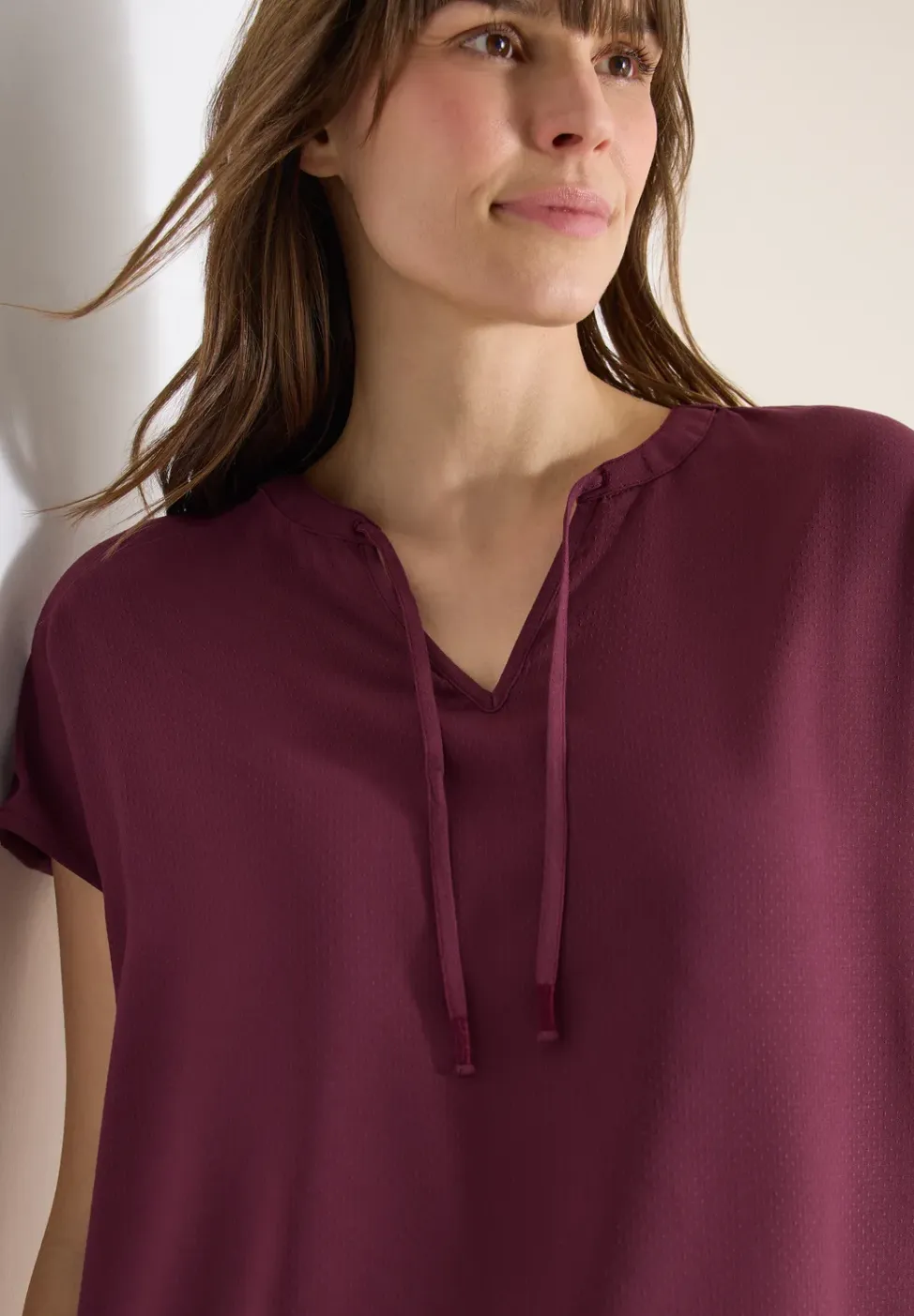 Blouse met korte mouwen en structuurmix