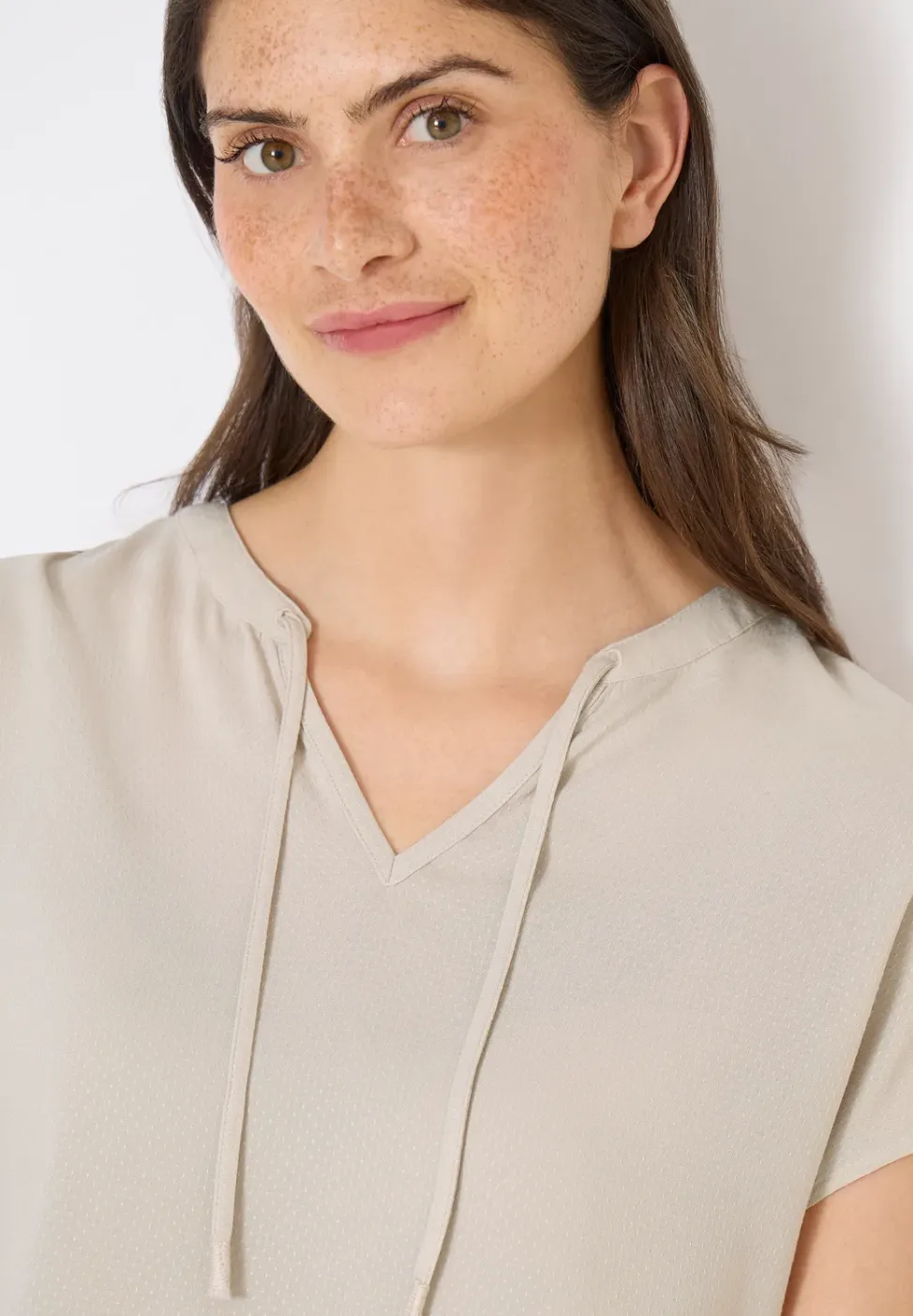 Blouse met korte mouwen en structuurmix