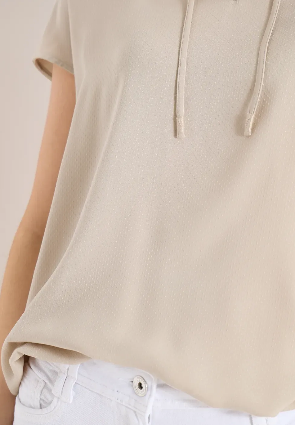 Blouse met korte mouwen en structuurmix