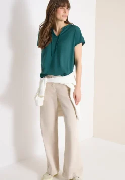 Blouse met korte mouwen en structuurmix