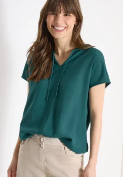 Blouse met korte mouwen en structuurmix