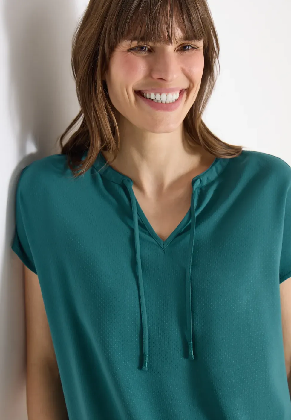 Blouse met korte mouwen en structuurmix