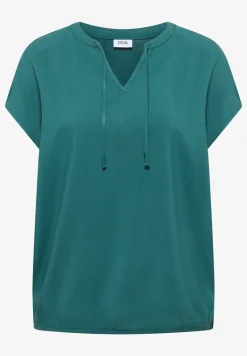 Blouse met korte mouwen en structuurmix