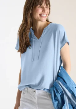 Blouse met korte mouwen en structuurmix