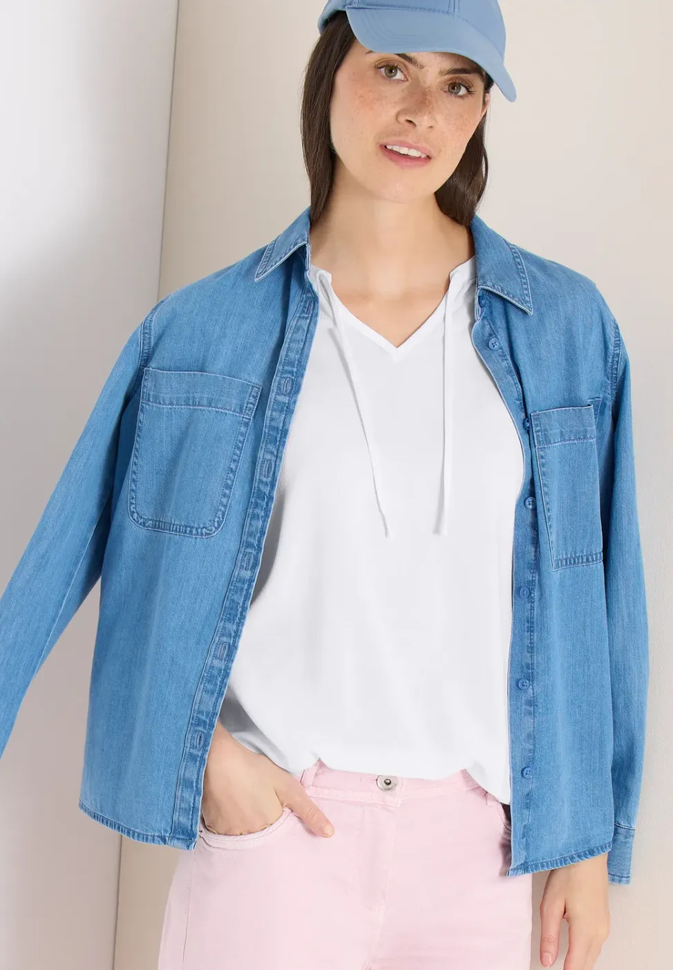 Blouse met korte mouwen en structuurmix