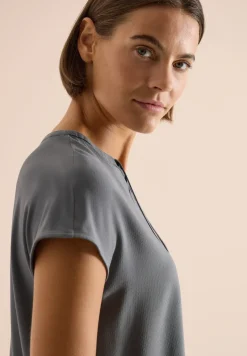 Blouse met korte mouwen en structuurmix