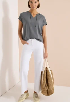 Blouse met korte mouwen en structuurmix