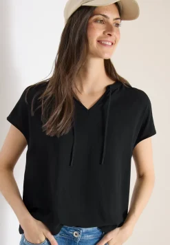 Blouse met korte mouwen en structuurmix