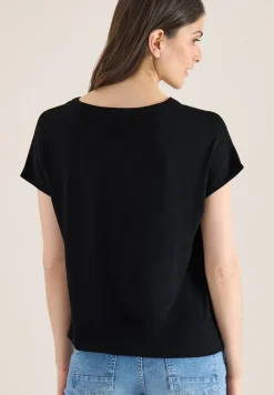 Blouse met korte mouwen en structuurmix