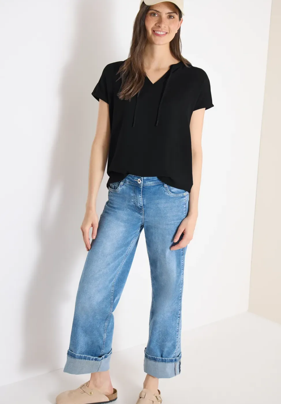 Blouse met korte mouwen en structuurmix