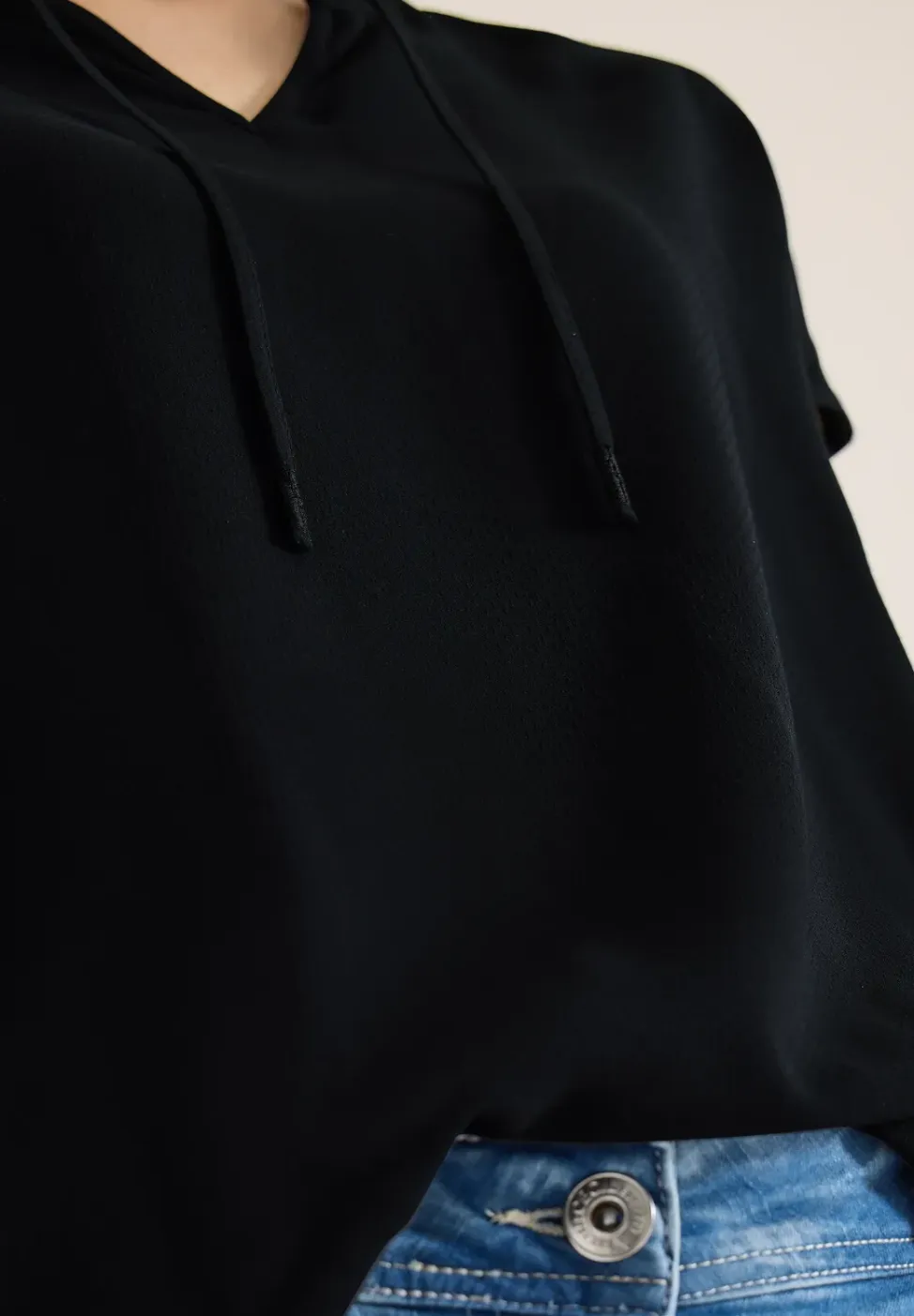Blouse met korte mouwen en structuurmix