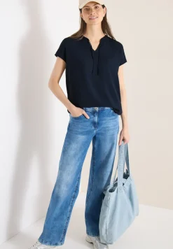 Blouse met korte mouwen en structuurmix