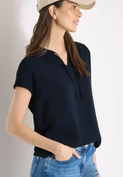Blouse met korte mouwen en structuurmix