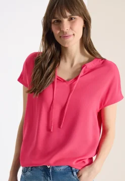 Blouse met korte mouwen en structuurmix