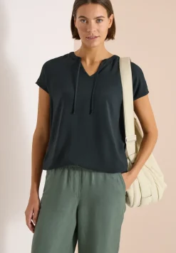 Blouse met korte mouwen en structuurmix