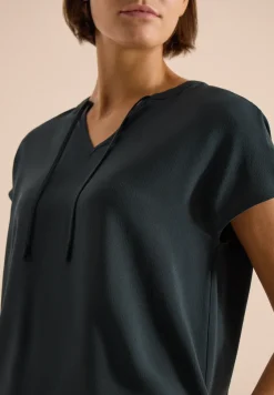 Blouse met korte mouwen en structuurmix