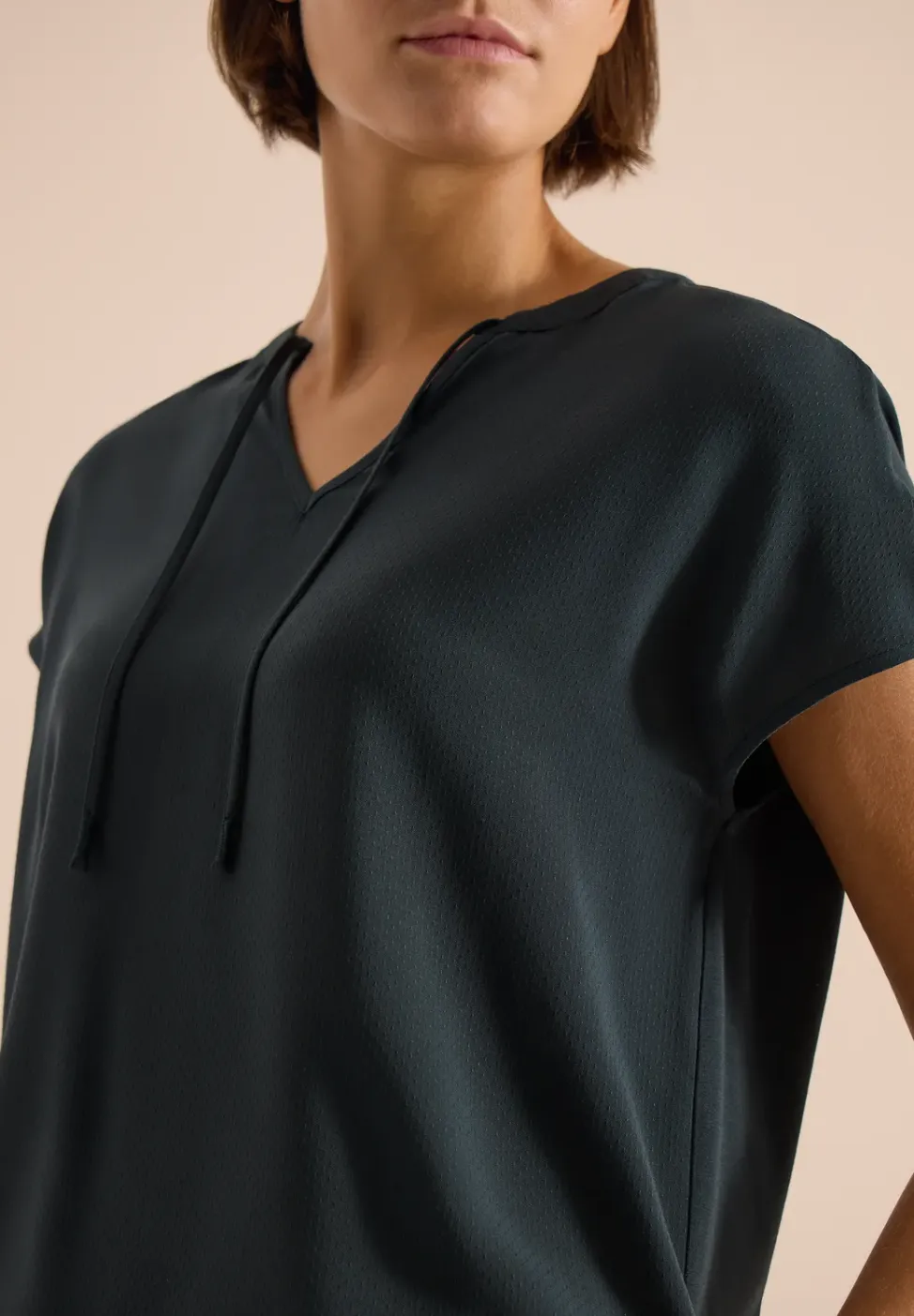Blouse met korte mouwen en structuurmix