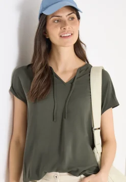 Blouse met korte mouwen en structuurmix