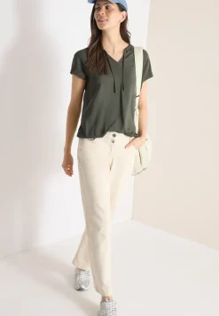 Blouse met korte mouwen en structuurmix