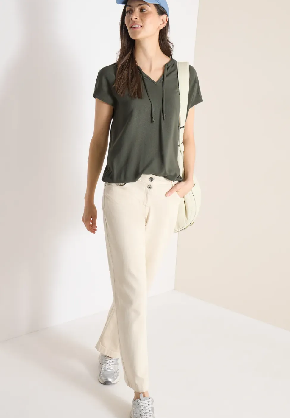 Blouse met korte mouwen en structuurmix