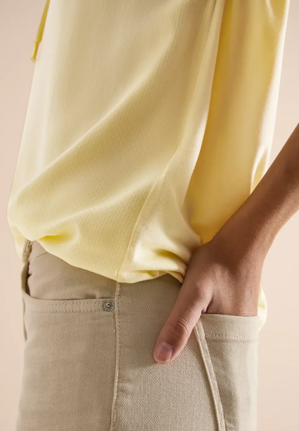 Blouse met korte mouwen en structuurmix