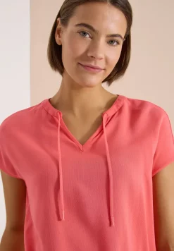 Blouse met korte mouwen en structuurmix