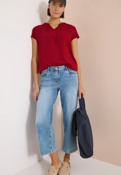 Blouse met korte mouwen en structuurmix