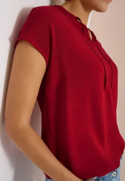 Blouse met korte mouwen en structuurmix